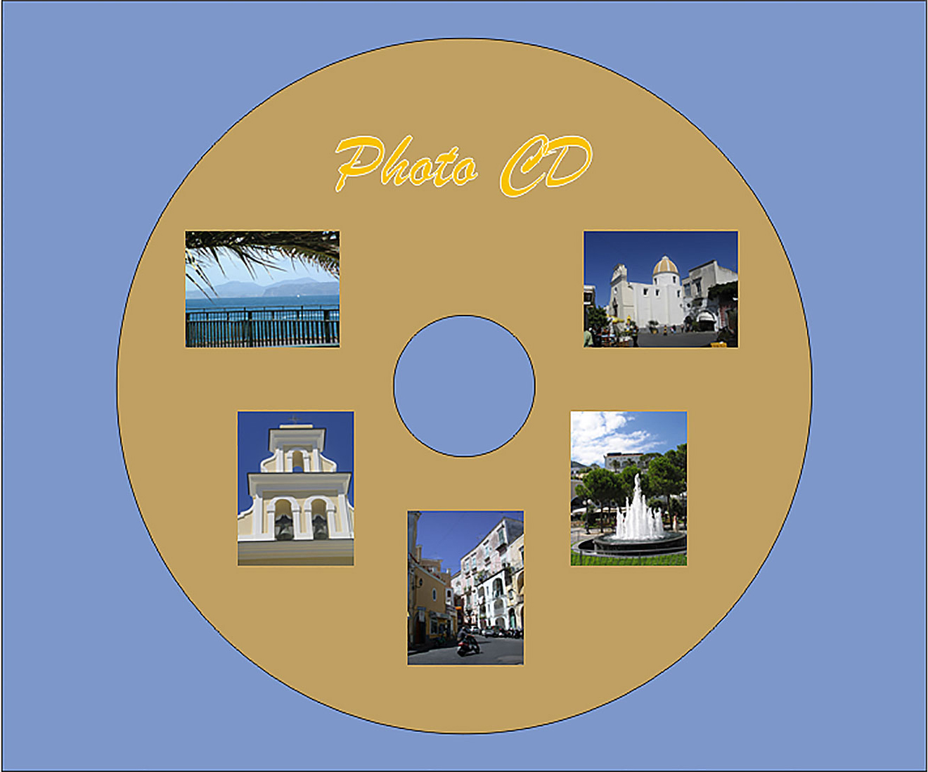 Mit den Bildern von Ischia bedrucketer DVD/ Blu-ray Disc Rohling
